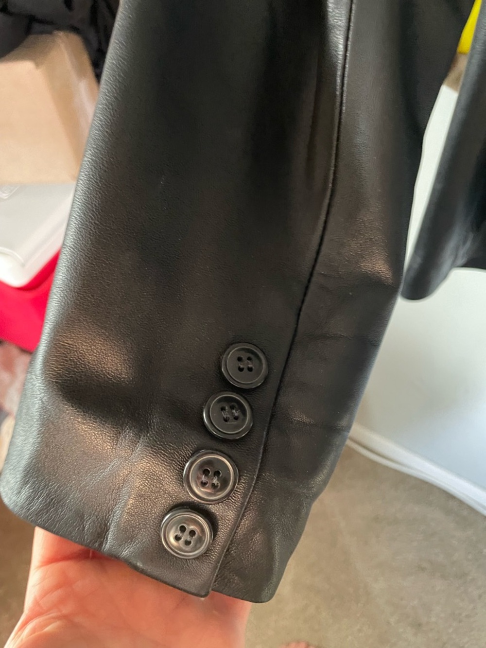 VEDA x Reformation Bowery Leather Blazer - Black L - Picture 7 of 13